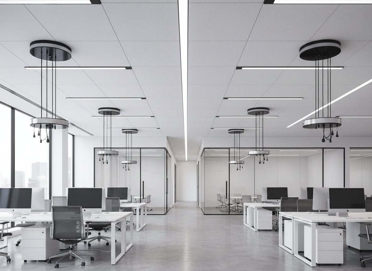 Modern office building with smart lighting